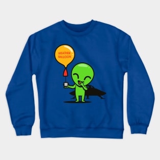 Funny Cute Kawaii Alien Weather Balloon E.T. Conspiracy Theory Cartoon Crewneck Sweatshirt